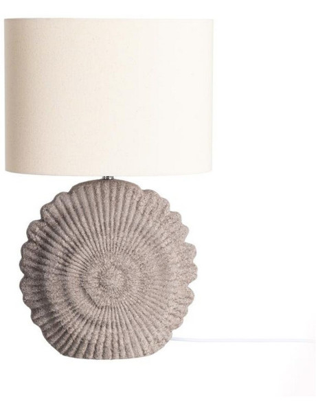 Lampe à poser bord de mer Coquillage H 55 cm Céramique Marron Tissu Beige Caralys 