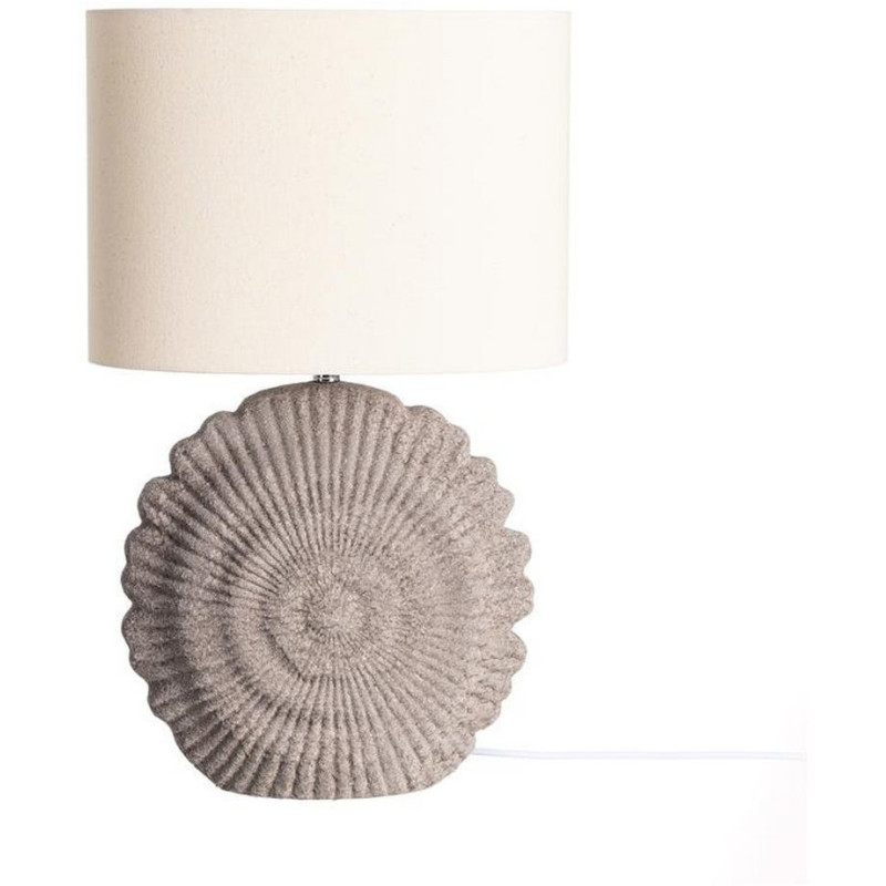 Lampe à poser bord de mer Coquillage H 55 cm Céramique Marron Tissu Beige Caralys 