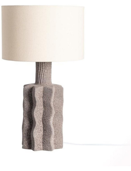 Lampe à poser organique arty H 56 cm Céramique Marron Tissu Beige Nerralya 