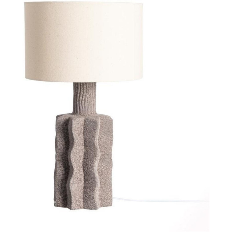 Lampe à poser organique arty H 56 cm Céramique Marron Tissu Beige Nerralya 