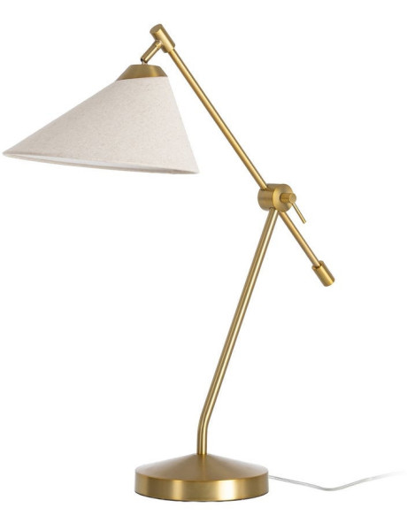 Grande Lampe à poser design articulé moderne H 75 cm Métal Doré Lin Beige Linéoria 