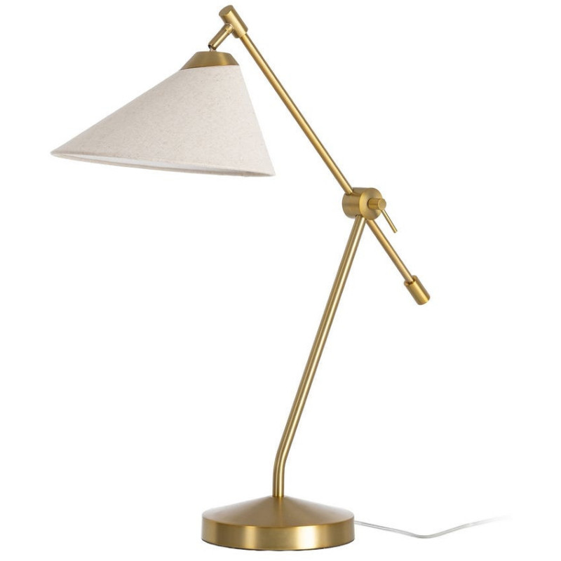 Grande Lampe à poser design articulé moderne H 75 cm Métal Doré Lin Beige Linéoria 