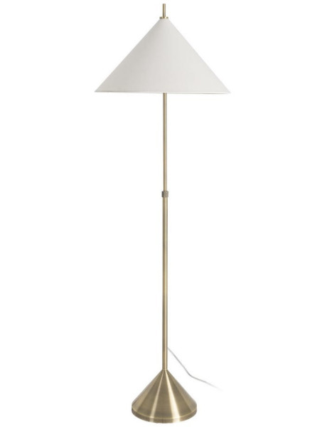 Grand Lampadaire sur pied design minimaliste H 171 cm Métal Doré Lin Blanc Soléania 