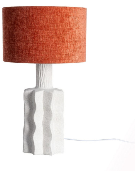 Lampe à poser organique arty H 56 cm Céramique Blanc Tissu Terracotta Nerralya 