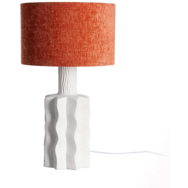 Lampe à poser organique arty H 56 cm Céramique Blanc Tissu Terracotta Nerralya 