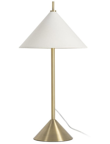 Grande Lampe à poser design minimaliste H 108 cm Métal Doré Lin Blanc Soléania 