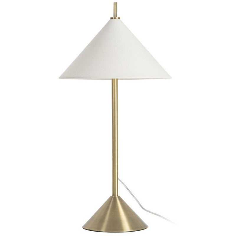 Grande Lampe à poser design minimaliste H 108 cm Métal Doré Lin Blanc Soléania 