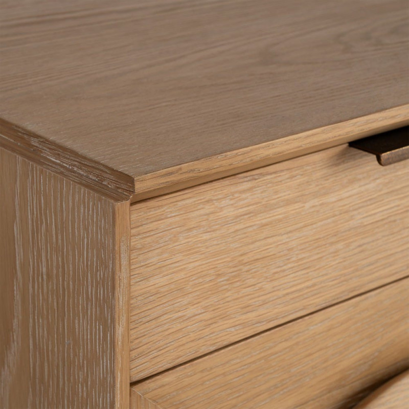 Grand Buffet bahut design mid century Bas 5 portes 5 tiroirs 240 cm Bois de chêne Naturel Rondys 