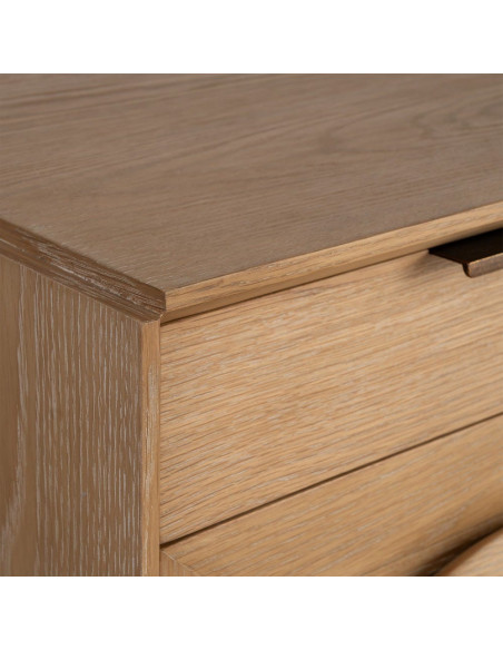 Grand Buffet bahut design mid century Bas 5 portes 5 tiroirs 240 cm Bois de chêne Naturel Rondys 
