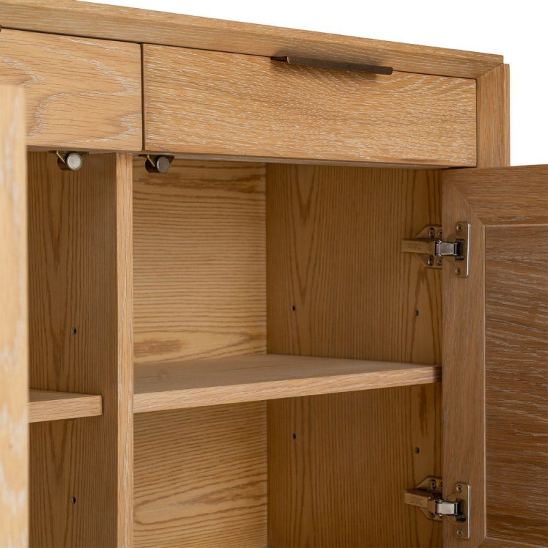 Grand Buffet bahut design mid century Bas 5 portes 5 tiroirs 240 cm Bois de chêne Naturel Rondys 