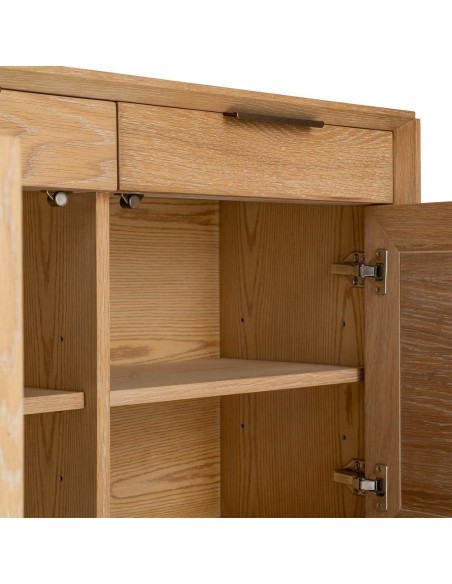 Grand Buffet bahut design mid century Bas 5 portes 5 tiroirs 240 cm Bois de chêne Naturel Rondys 