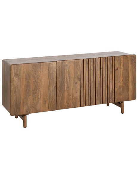 Buffet japandi minimaliste Bas 3 portes 160 cm Bois de manguier Naturel Kyvora 