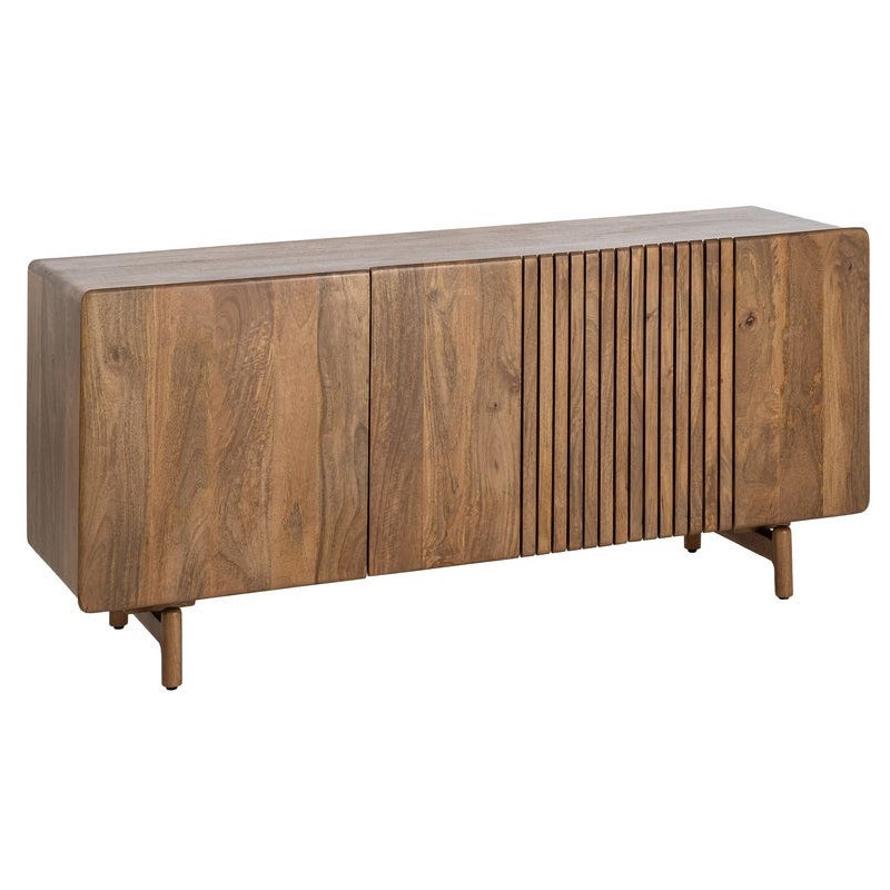 Buffet japandi minimaliste Bas 3 portes 160 cm Bois de manguier Naturel Kyvora 