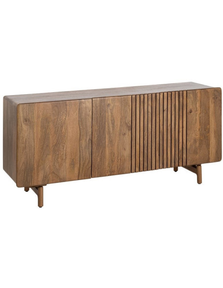 Buffet japandi minimaliste Bas 3 portes 160 cm Bois de manguier Naturel Kyvora 