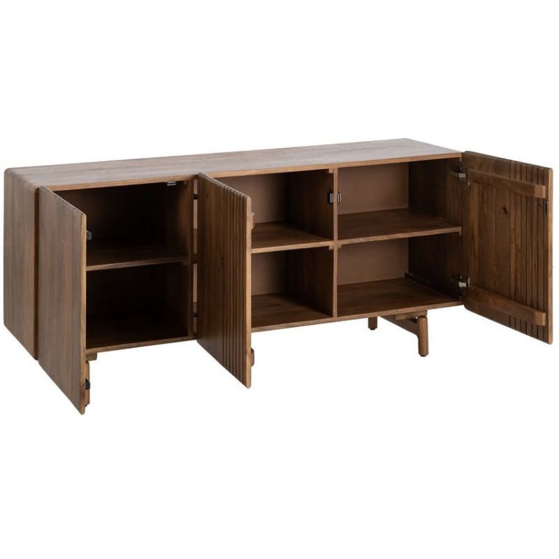 Buffet japandi minimaliste Bas 3 portes 160 cm Bois de manguier Naturel Kyvora 