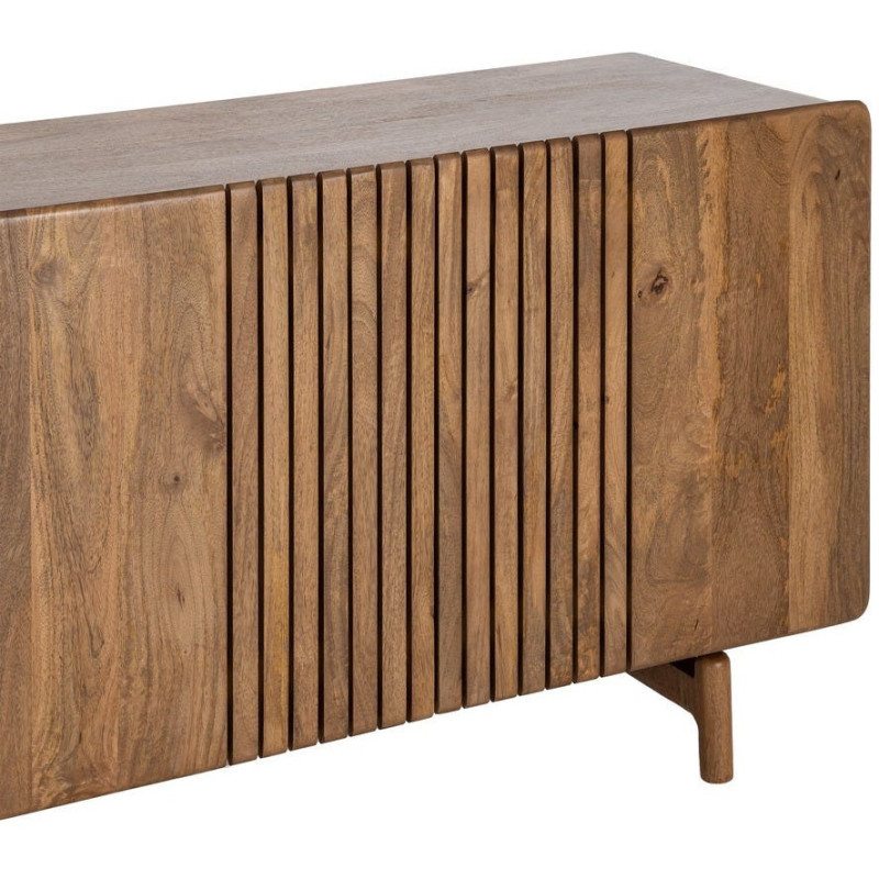 Buffet japandi minimaliste Bas 3 portes 160 cm Bois de manguier Naturel Kyvora 