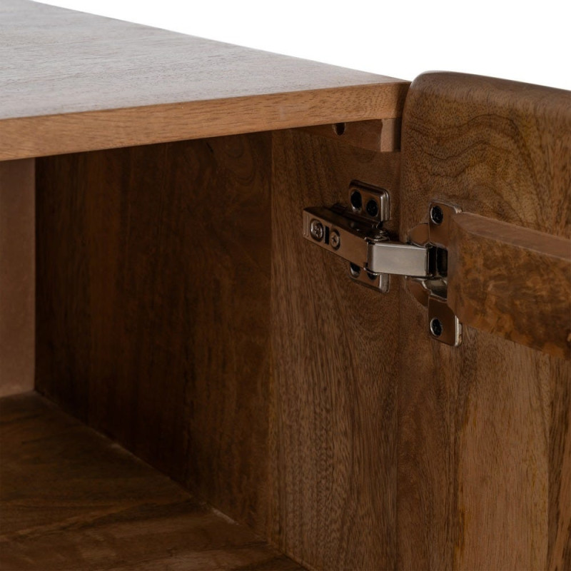 Buffet japandi minimaliste Bas 3 portes 160 cm Bois de manguier Naturel Kyvora 