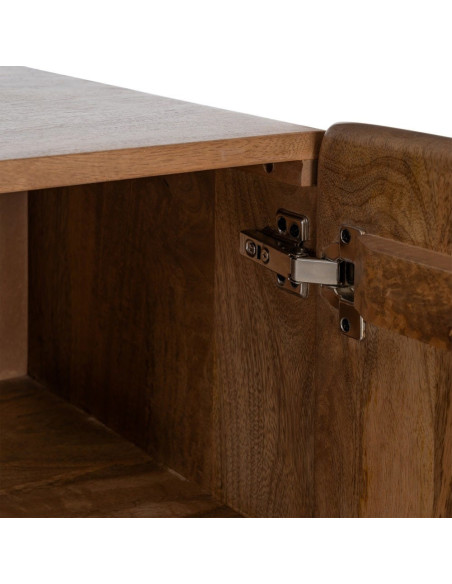 Buffet japandi minimaliste Bas 3 portes 160 cm Bois de manguier Naturel Kyvora 