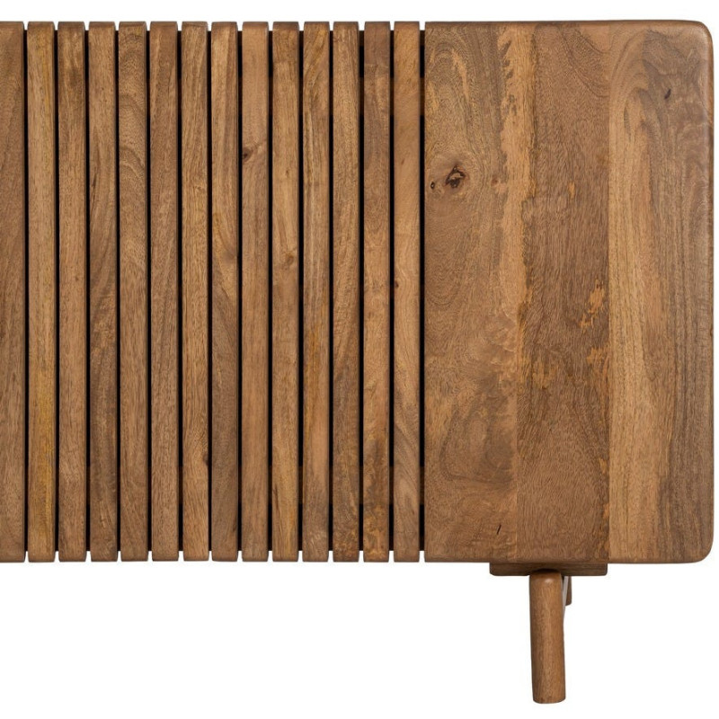 Buffet japandi minimaliste Bas 3 portes 160 cm Bois de manguier Naturel Kyvora 