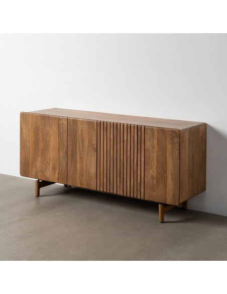 Buffet japandi minimaliste Bas 3 portes 160 cm Bois de manguier Naturel Kyvora 