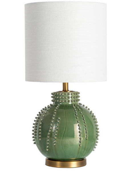 Grande Lampe à poser design rétro glamour inspiration art déco H 69 cm Céramique Vert Lin Blanc Métal Doré Azoluma 