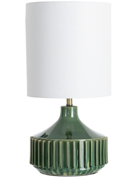 Grande Lampe à poser design rétro chic inspiration art déco H 68 cm Céramique Vert Lin Blanc Métal Doré Zaphir 