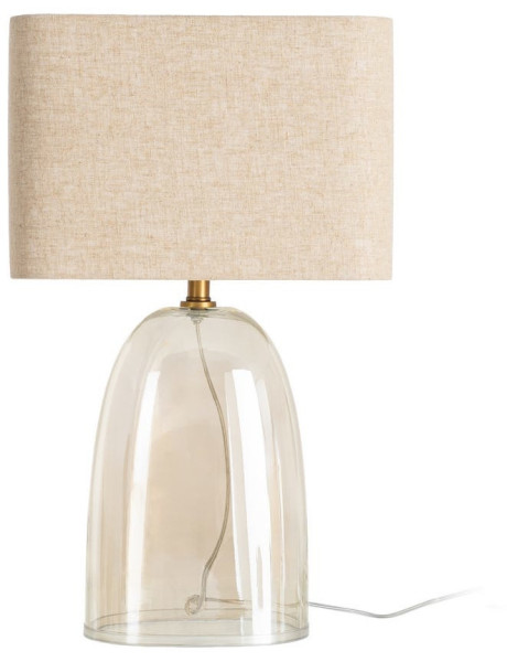 Lampe à poser design chic H 66 cm Verre Champagne Lin Beige Clairya 