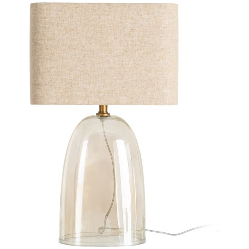 Lampe à poser design chic H 66 cm Verre Champagne Lin Beige Clairya 