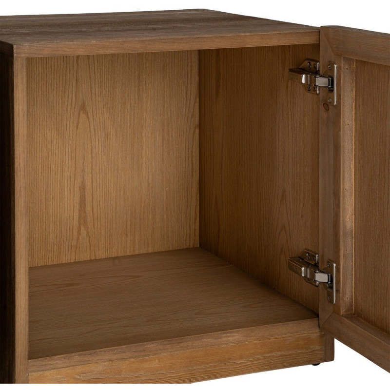 Grande Bibliothèque design Japandi 4 portes 3 étagères Bois de pin Marron Ateléo 