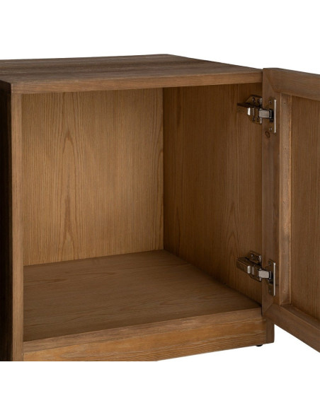 Grande Bibliothèque design Japandi 4 portes 3 étagères Bois de pin Marron Ateléo 