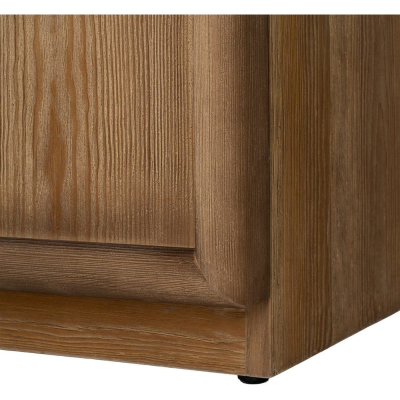 Grande Bibliothèque design Japandi 4 portes 3 étagères Bois de pin Marron Ateléo 
