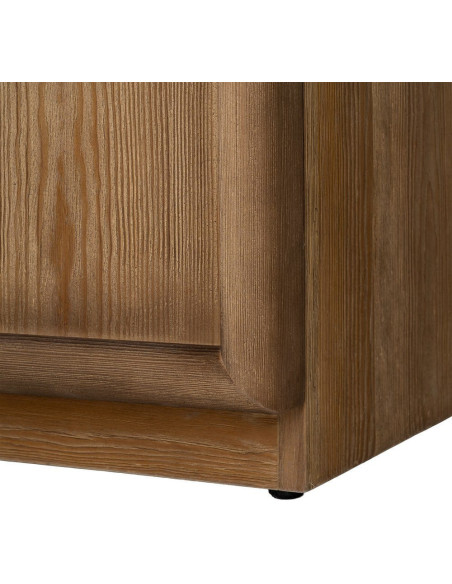 Grande Bibliothèque design Japandi 4 portes 3 étagères Bois de pin Marron Ateléo 