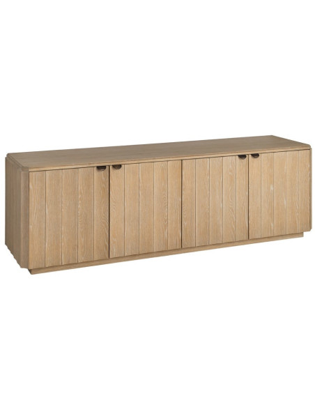 Grand Buffet bahut design scandinave Bas 4 portes 208 cm Bois de chêne Naturel Nordys 