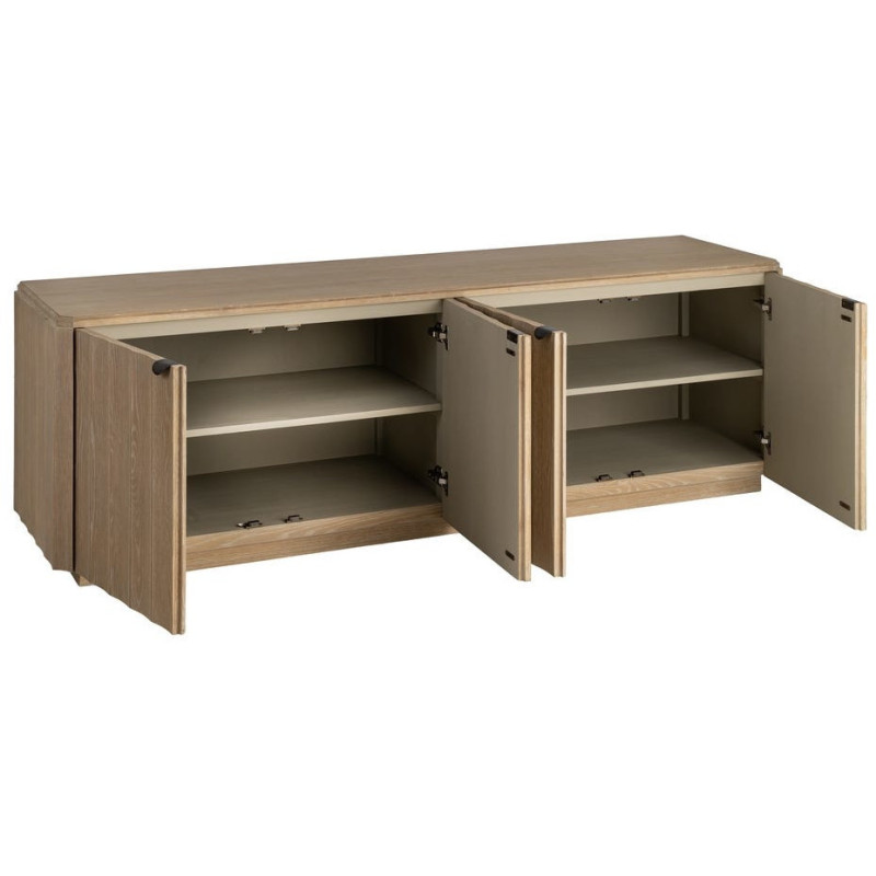 Grand Buffet bahut design scandinave Bas 4 portes 208 cm Bois de chêne Naturel Nordys 