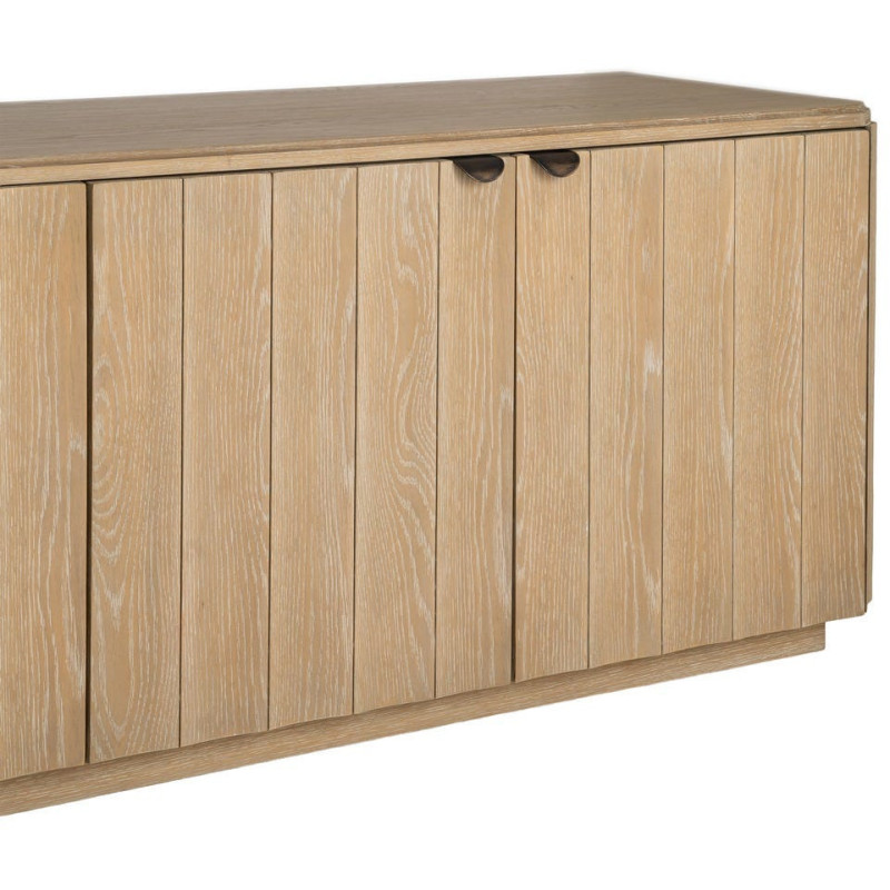 Grand Buffet bahut design scandinave Bas 4 portes 208 cm Bois de chêne Naturel Nordys 
