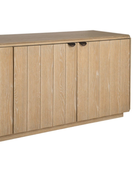 Grand Buffet bahut design scandinave Bas 4 portes 208 cm Bois de chêne Naturel Nordys 