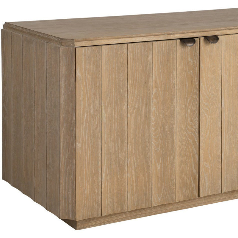 Grand Buffet bahut design scandinave Bas 4 portes 208 cm Bois de chêne Naturel Nordys 