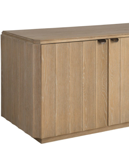 Grand Buffet bahut design scandinave Bas 4 portes 208 cm Bois de chêne Naturel Nordys 