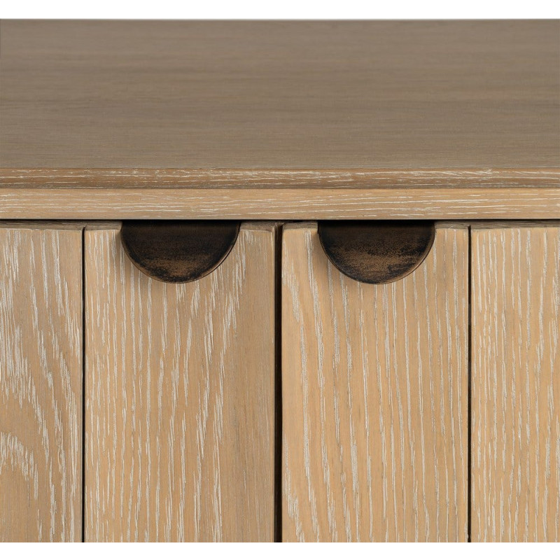 Grand Buffet bahut design scandinave Bas 4 portes 208 cm Bois de chêne Naturel Nordys 