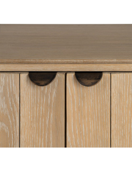 Grand Buffet bahut design scandinave Bas 4 portes 208 cm Bois de chêne Naturel Nordys 