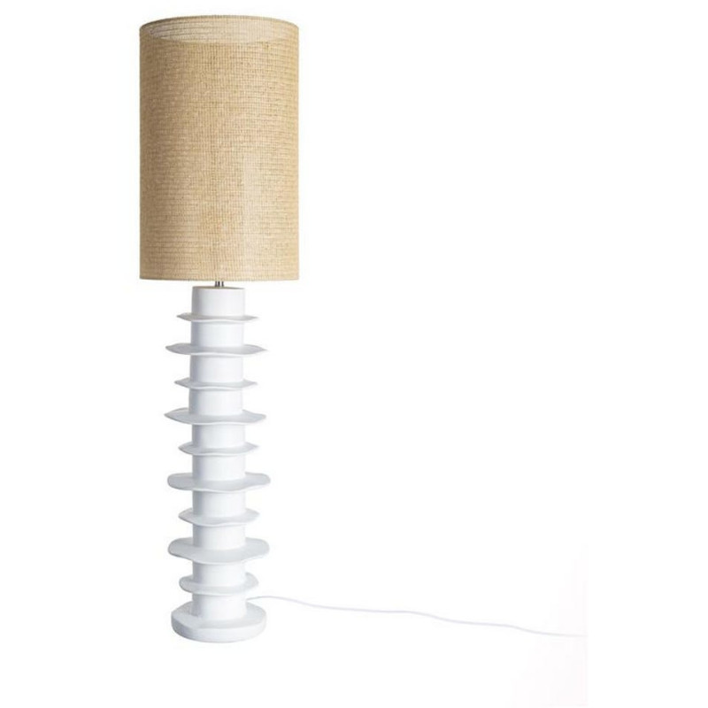 Lampadaire résine blanche et rotin naturel 35,5x35,5x135 cm Heliorys Ixia - 2