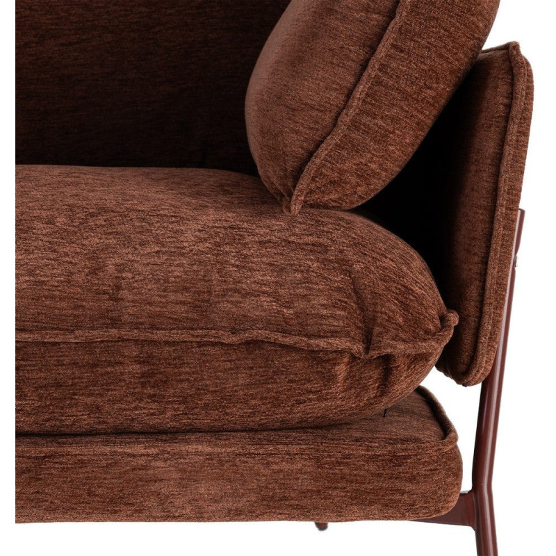 Fauteuil lounge design rétro seventies Tissu Marron foncé Métal Kandor 