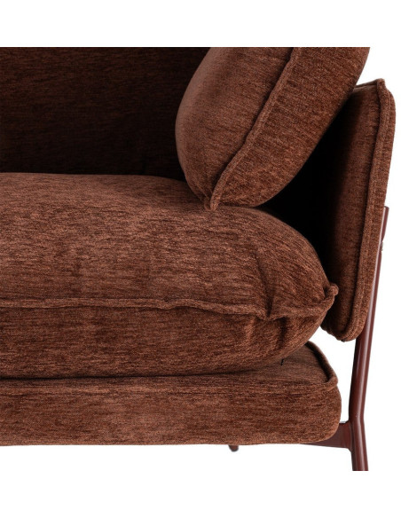 Fauteuil lounge design rétro seventies Tissu Marron foncé Métal Kandor 