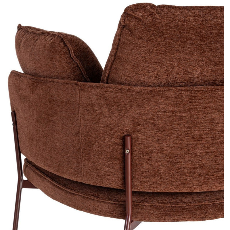 Fauteuil lounge design rétro seventies Tissu Marron foncé Métal Kandor 