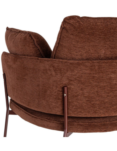 Fauteuil lounge design rétro seventies Tissu Marron foncé Métal Kandor 