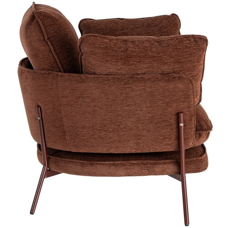 Fauteuil lounge design rétro seventies Tissu Marron foncé Métal Kandor 