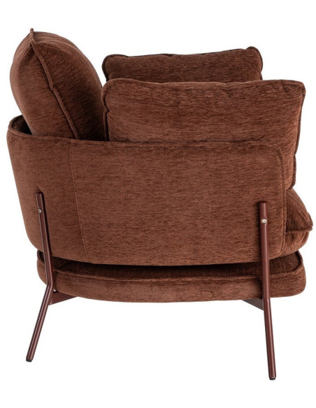 Fauteuil lounge design rétro seventies Tissu Marron foncé Métal Kandor 