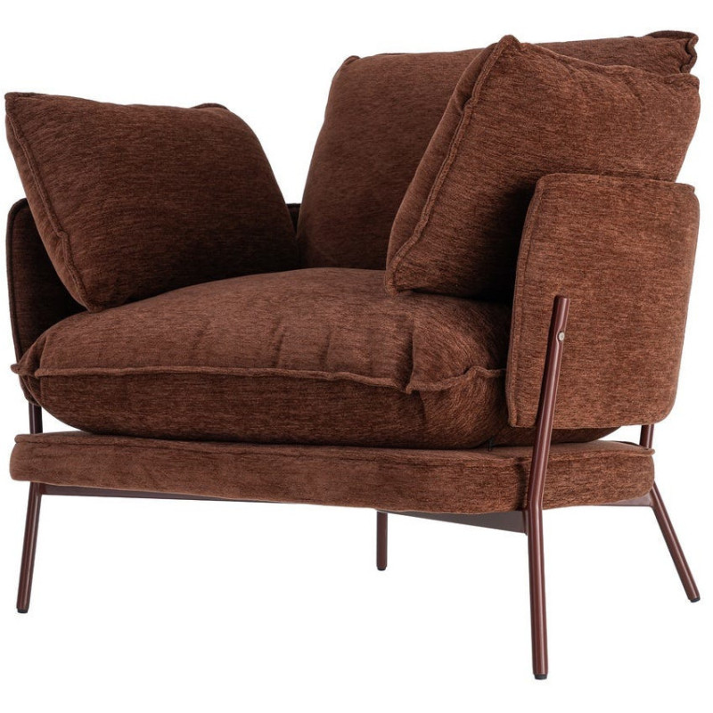 Fauteuil lounge design rétro seventies Tissu Marron foncé Métal Kandor 