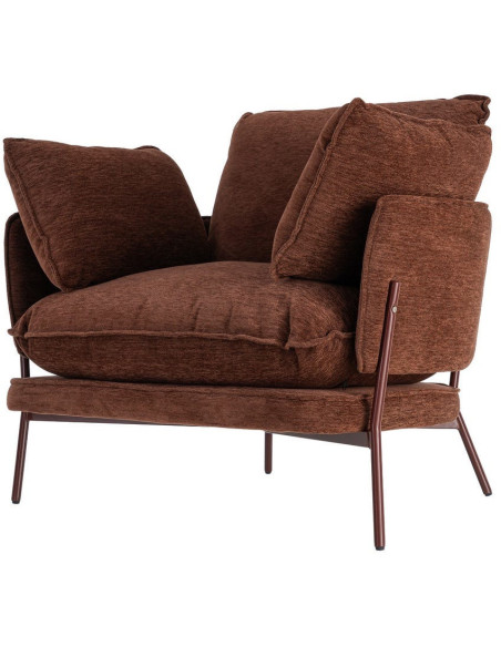 Fauteuil lounge design rétro seventies Tissu Marron foncé Métal Kandor 