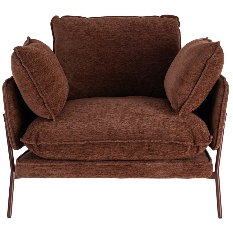 Fauteuil lounge design rétro seventies Tissu Marron foncé Métal Kandor 